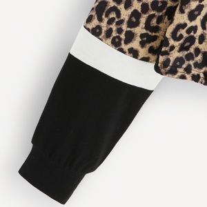 Tops - Black & Leopard Drawstring Hem Sweatshirt - NWOT Tops - Black & Leopard Drawstring Hem Sweatshirt - NWOT